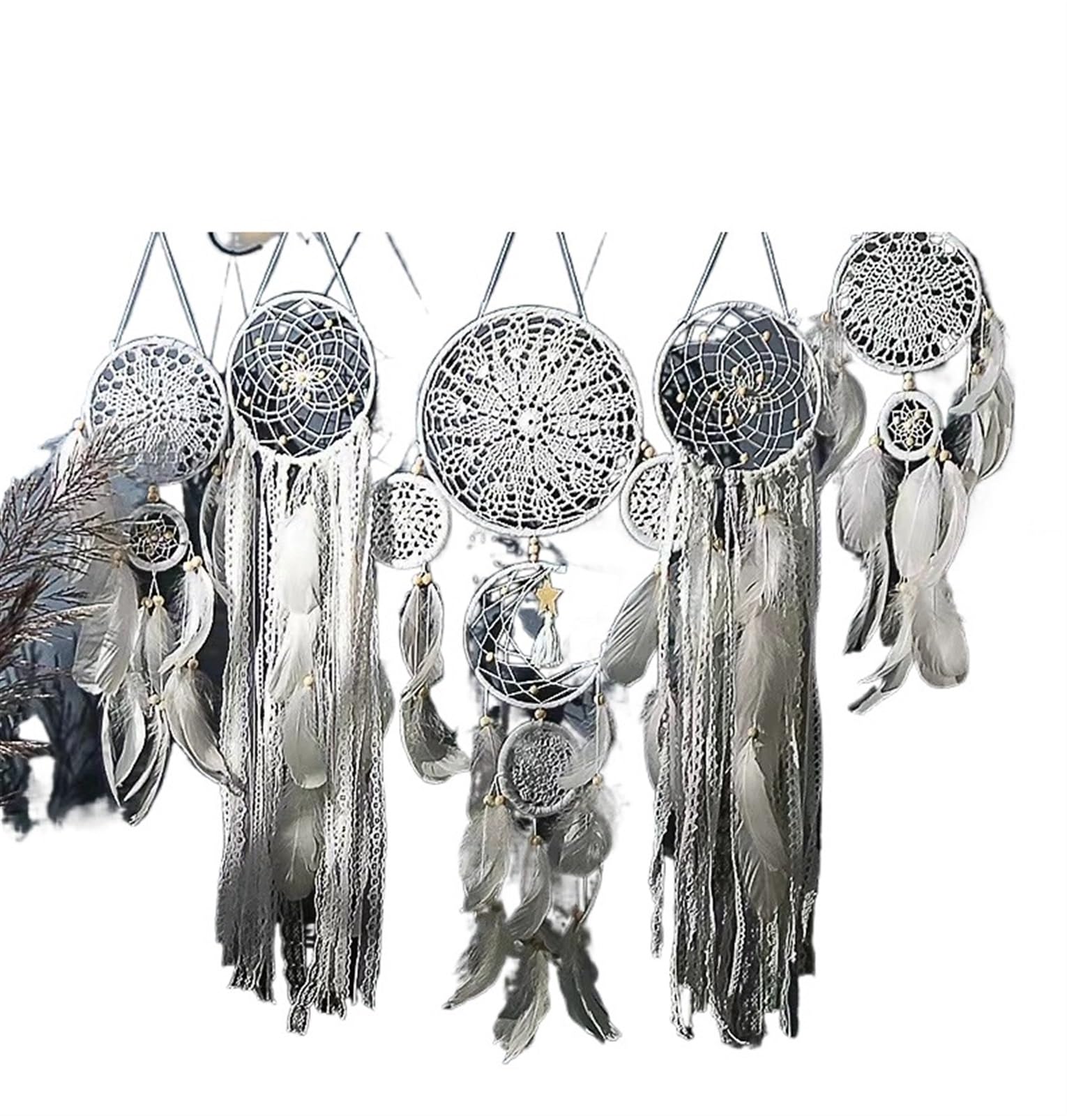 Dream Catchers Handmade Feather Pendant, Dream Catcher Wind Chime, Indoor Tassel, Wall Hanging, Wedding Decoration, Room Decor(Color)