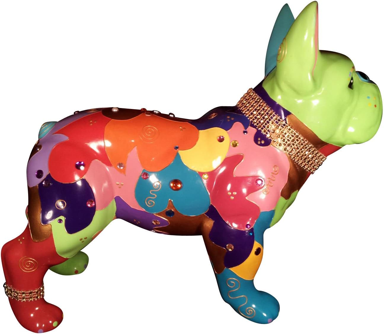 Laure TERRIER Statue of French Bulldog ceramic, standing, length 32 centimeters. Decoration Model Roméo