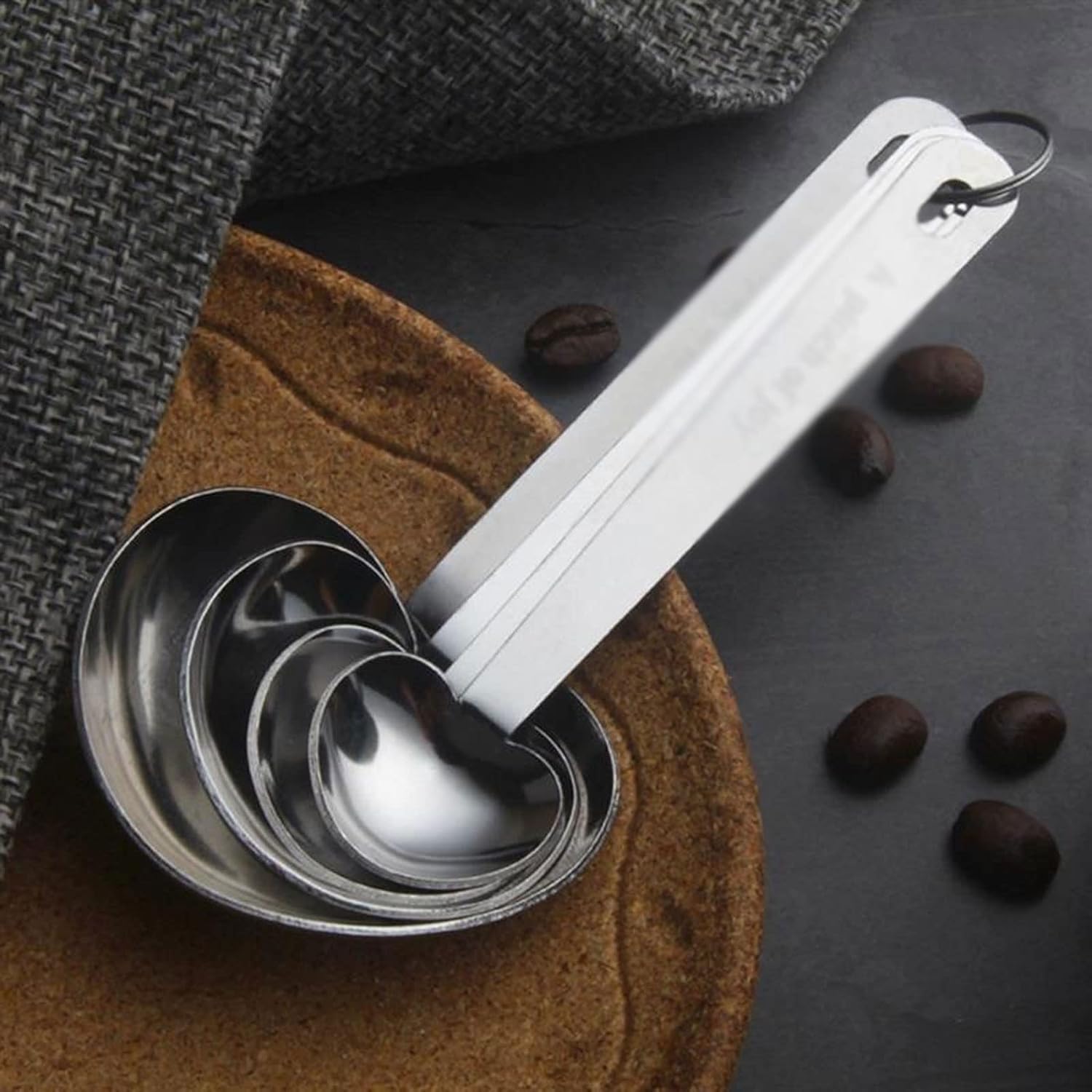 cs Cooking Spoons 4pcs/Set Measuring Spoon Stainless Steel Heart Shape Measure Scoop Measure Teaspoon for Kitchen Measuring Tools Scales