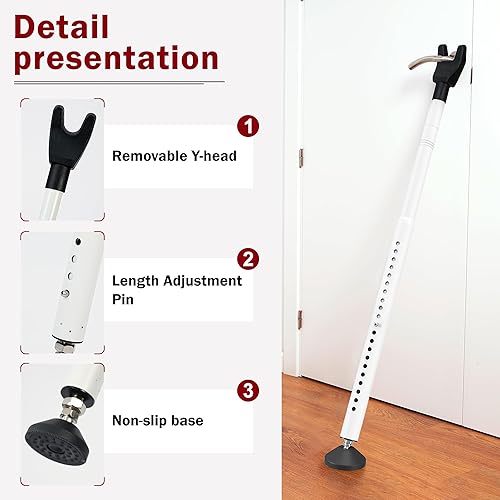 Miniatura 3 de Barra de seguridad para puerta corredera, paquete de 3 barras de bloqueo de puerta corredera ajustables y resistentes con cabezal en Y extraíble,