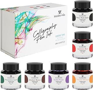 Sponsored Ad - Mancola 6 Colors Calligraphy Pen Ink, Dip Pen Ink Set Non-Carbon Drawing Writing Art Craft Calligraphy Inks...