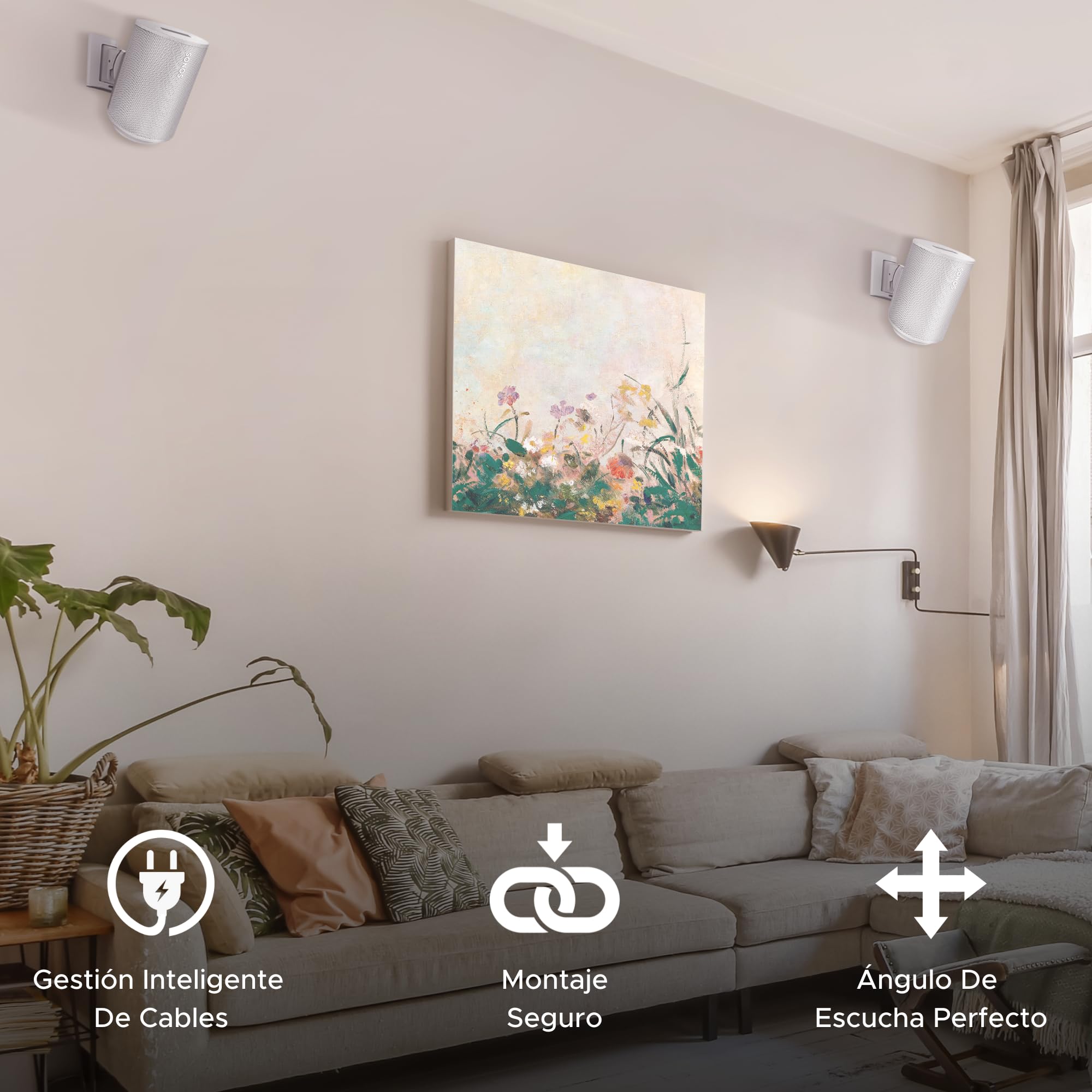 Sound bass Soporte de Pared ERA 100 - Inclinable y Giratorio, Blanco, Doble (2 uds), Compatible con Sonos ERA100 & ERA 100 SL, Instalación Fácil, Incluye Kit de Montaje