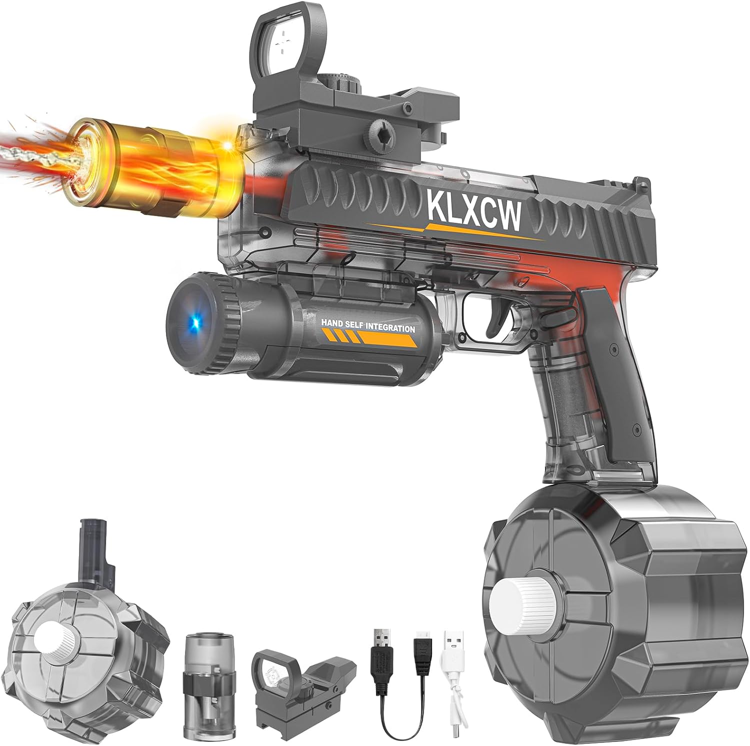 Electric Water Guns for Adults & Kids, Automatic Squirt Guns with LED Lights, 26FT Long Range, Large Capacity Water Blaster, Summer Outdoor Beach Pool Party Toys Gifts for Boys Girls (Light Gray)