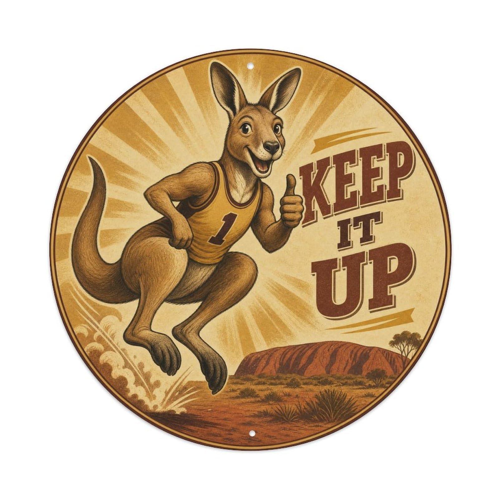 Okngb Style Kangaroo Meme Humor Quirky Animal Sticker Vintage Metal Tin Sign Plaque Wall Decor For Cafe, Man Cave, Club Bar, Office, Home Garden Round Metal Poster 8X8inch