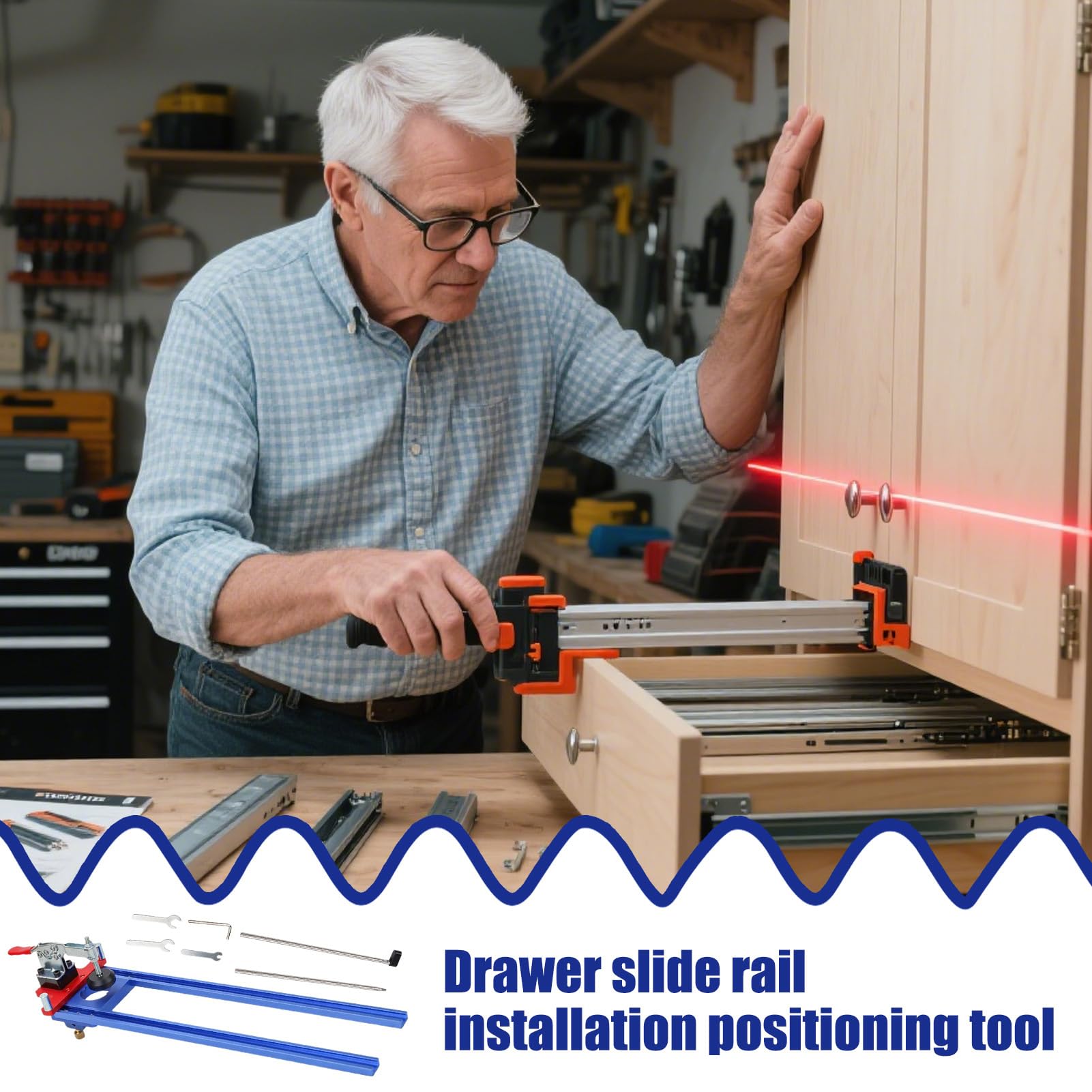 Przyrząd do montażu prowadnic do szuflad – zestaw akcesoriów do szafek, prowadnice do szuflad, narzędzia do obróbki drewna do warsztatu, biurka, domu, stołu, toaletki, łazienki, kuchni, stolarzy