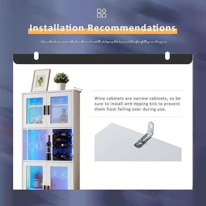 Gabinete Barra de Vino LED YESGIGA con Estante, Blanco miniatura 6