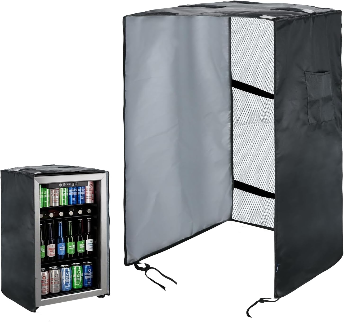 Beverage Refrigerator Protection Cover, Waterproof & Dustproof Upright Mini Freezer Cover Fit for 3.2 Cubic Feet Compact Mini Freezers (Black, 19.3''Lx19.7''Wx33.3''H)