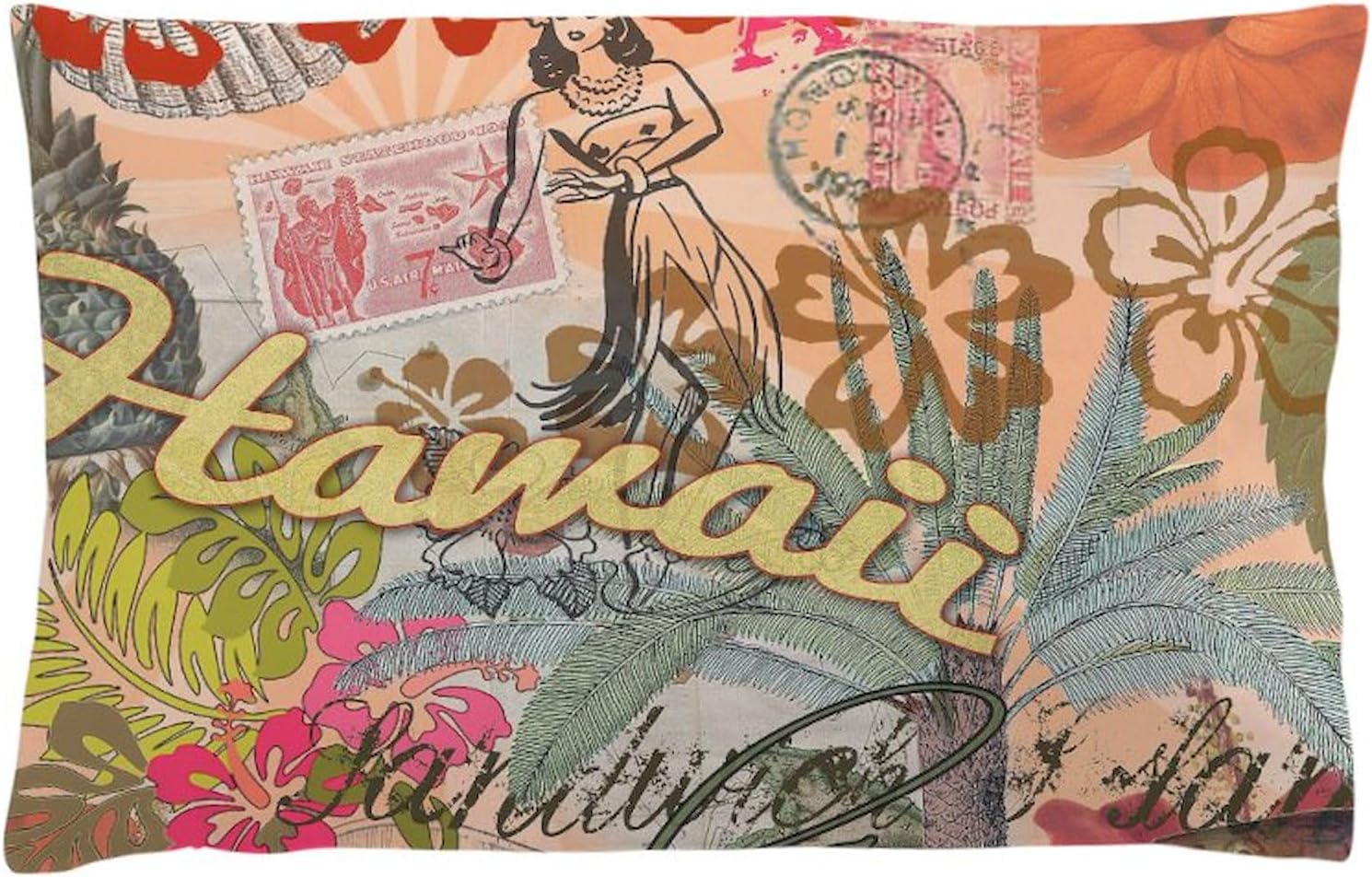 CafePress Vintage Hawaii Travel Colorful Hawaiia Pillow Case Standard Size Pillowcase, Lumbar Pillow Cover Fleece