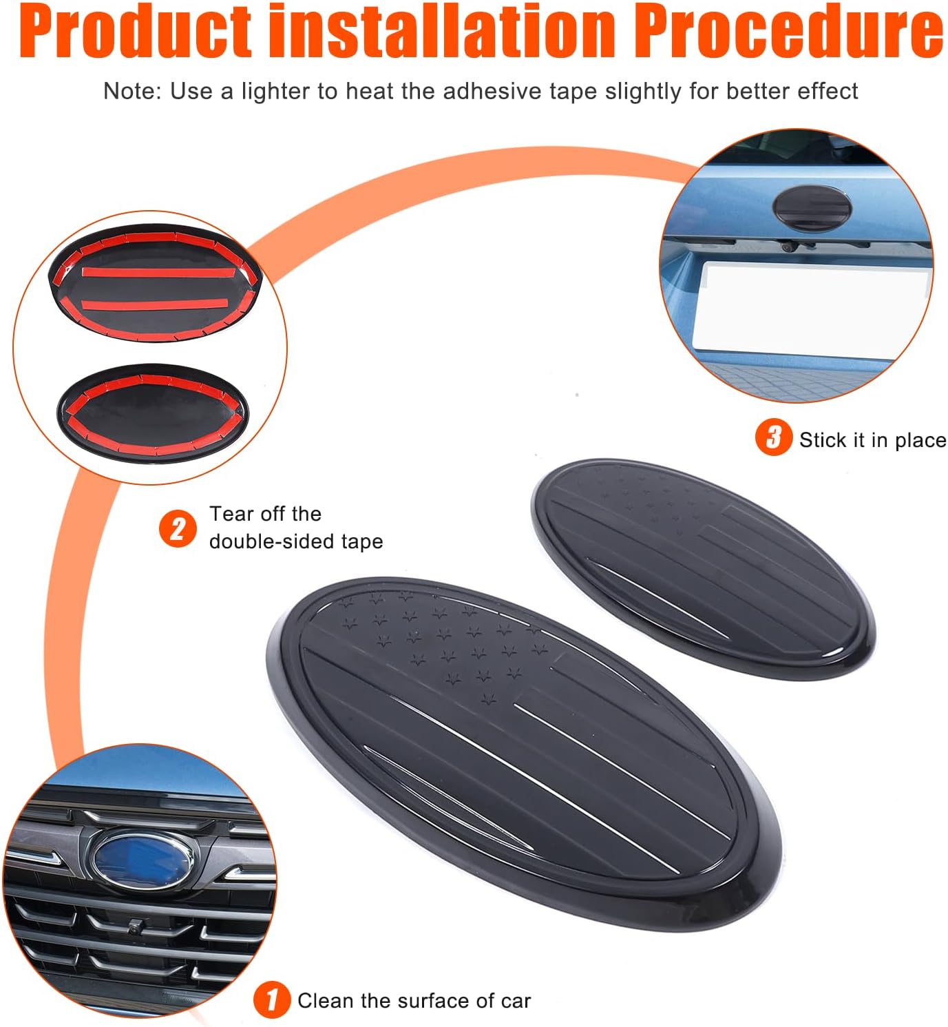 Front Grill Rear Tailgate Emblem Cover Trim Compatible with Subaru Forester 2022-2024, Rear Trunk Emblem Badge Logo Cover Front Hood Grille Circle Ring Center Logo Decorative Cover Accessories