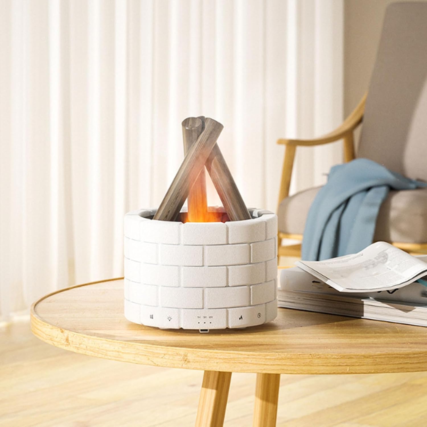 Bonfire Shaped Diffuser, Diffuser Desk Humidifier, Home Decor Humidifier with Sophisticated LED Light Touch Control Campfire Diffuser for Home Office