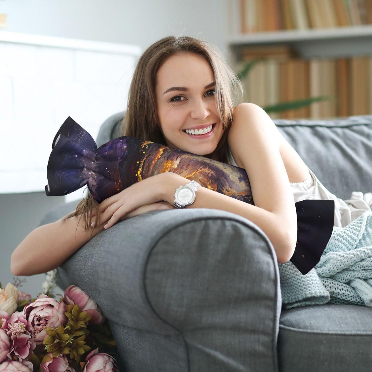 Galaxy Print Candy Cylindrical Comfortable Pillow Throw Pillows Home Decor Easy Maintenance