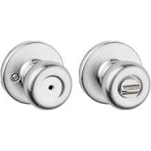 Kwikset Tylo Interior Privacy Door Knob with Lock, Door Handle For Bathroom and Bedroom, Satin Chrome Keyless Turn Lock Doorknob, 1 Count Pack of 1