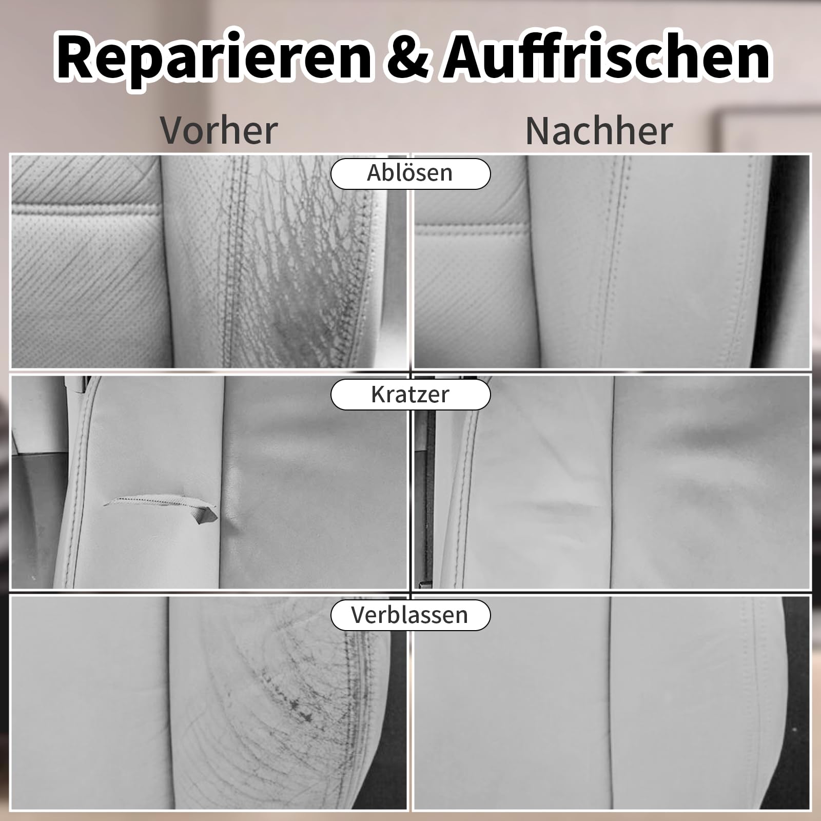 SHADAIWUYU 240g Lederpflege Auto,Leder Reparatur Set Grau,Flüssigleder,Lederfarbe,Kunstleder Reparaturset zum Reparieren von Sofas,Vinylmöbeln,Autositz,Lederschuhen,Sattel bei Verblassen und Kratzern