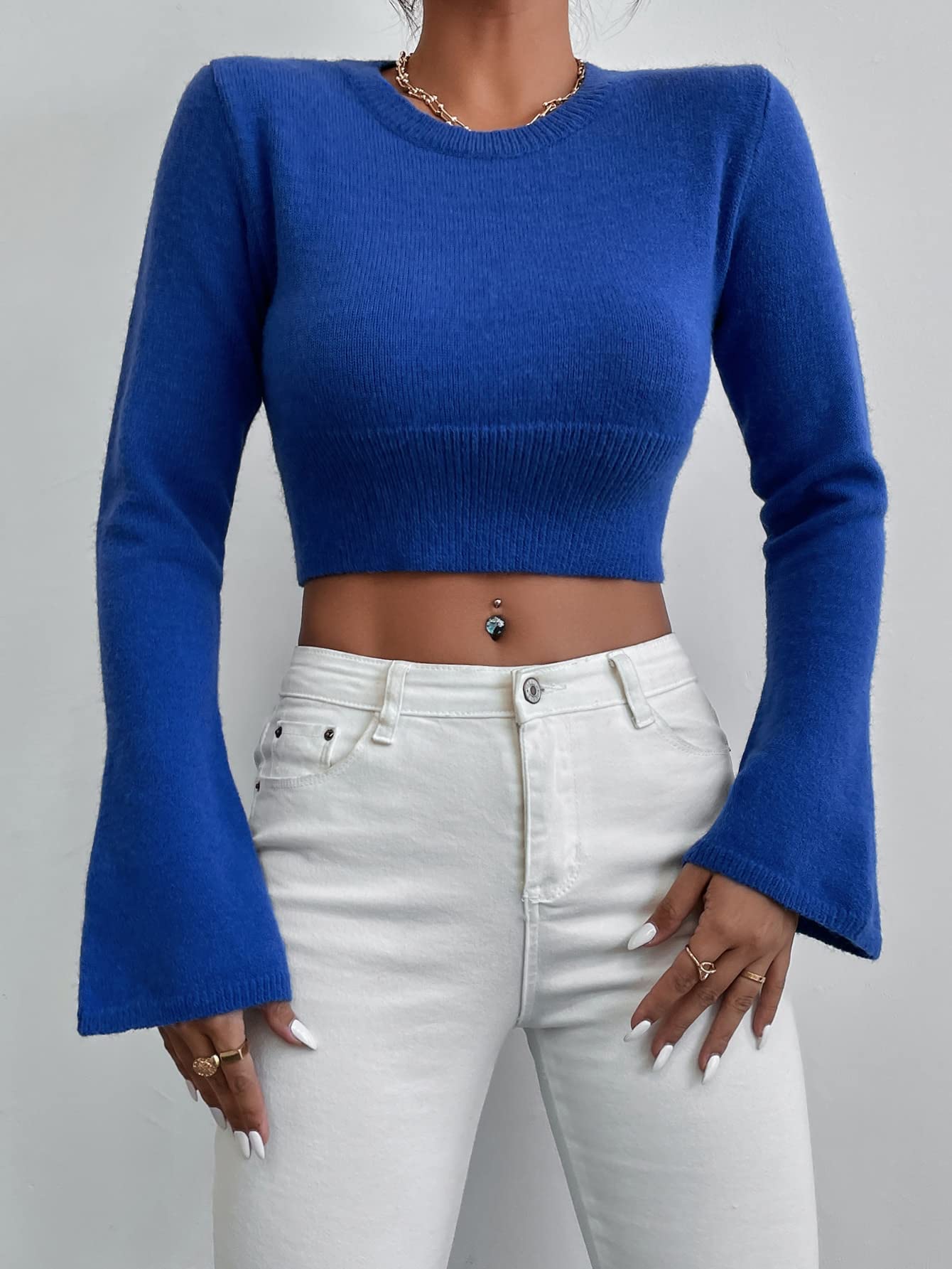 royal blue cropped sweater