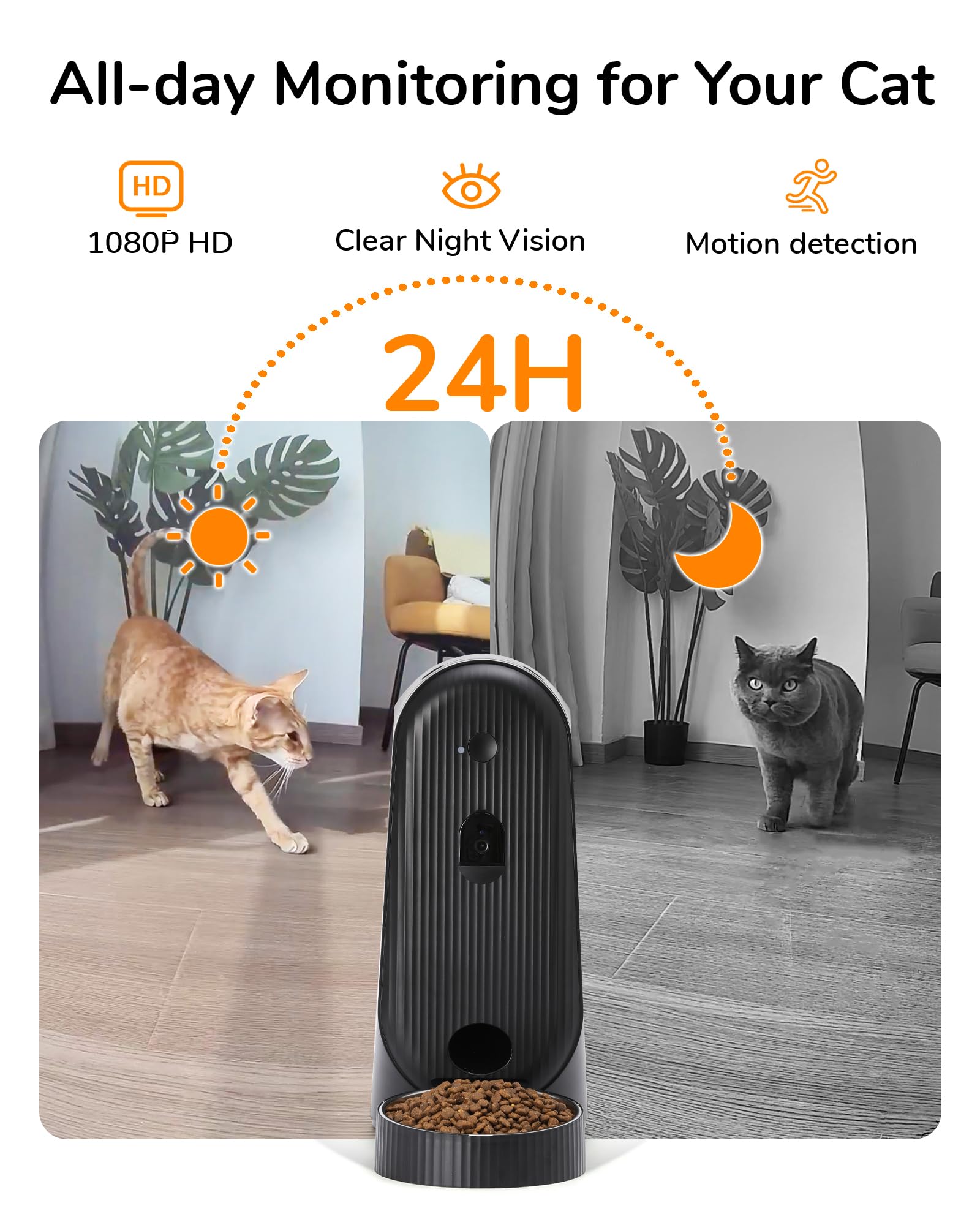 FUKUMARU Automatic Cat Feeder With Camera - 1080P HD, Night Vision, 5G WiFi, 2-Way Audio, App Control