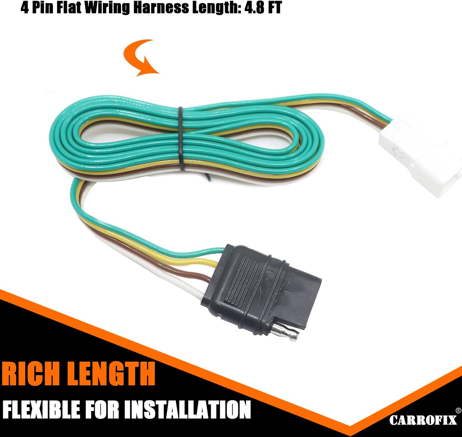 Vehicle-Side Custom Fit 4 Pin Flat Trailer Wiring Harness Connector Kit for 2008-2019 Toyota Highlander, Lexus RX 350/RX 350L