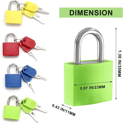 Miniatura 2 de Litoexpe Juego de 4 cerraduras de maleta con llaves, cerraduras de equipaje pequeñas, candados de metal, cerradura de llave para gimnasio escolar