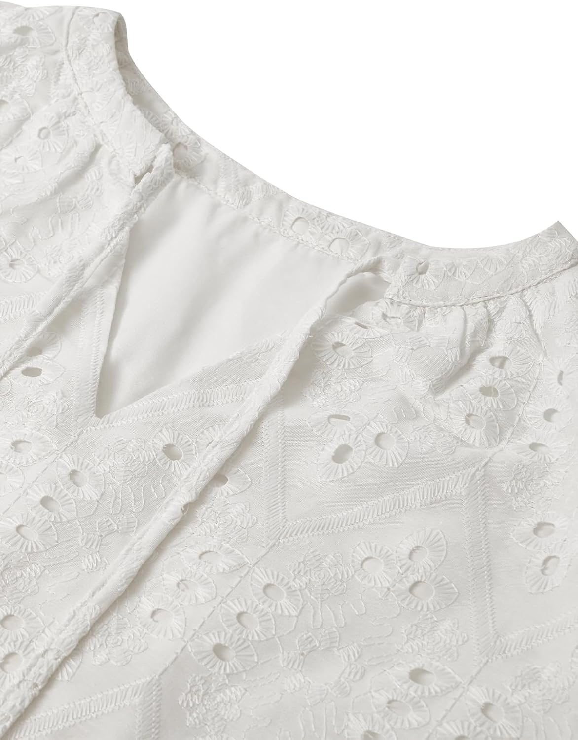 Womens Tops Dressy Casual V Neck Blouses Long Sleeve Tunic Hollow Out Lace Embroidered Shirts Fashion Clothes - Image 6