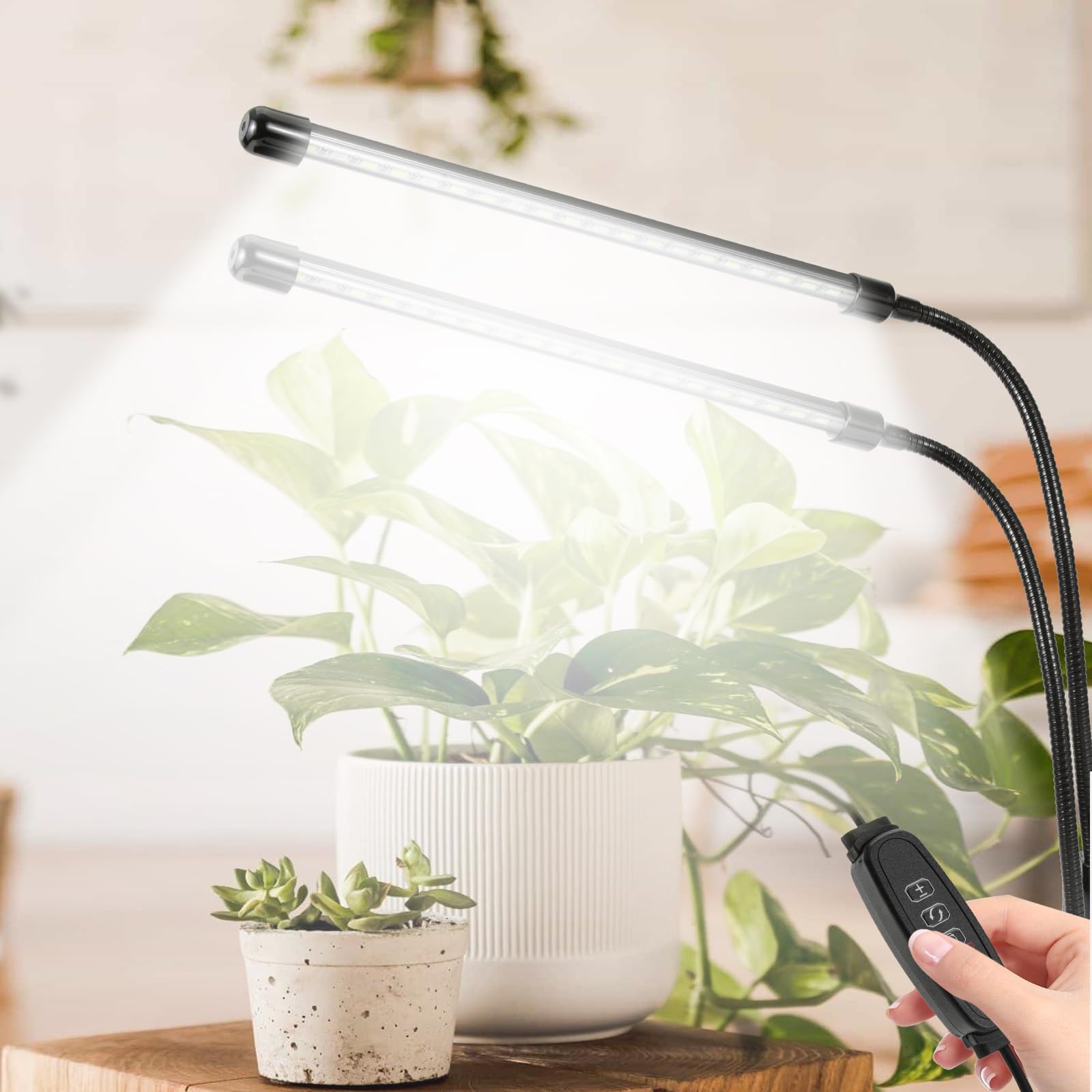 6000 K luces de cultivo de interior blanco rojo 40 LED espectro completo vegetal crecimiento luz de 9 niveles regulable para semillas iniciador clip de encendido