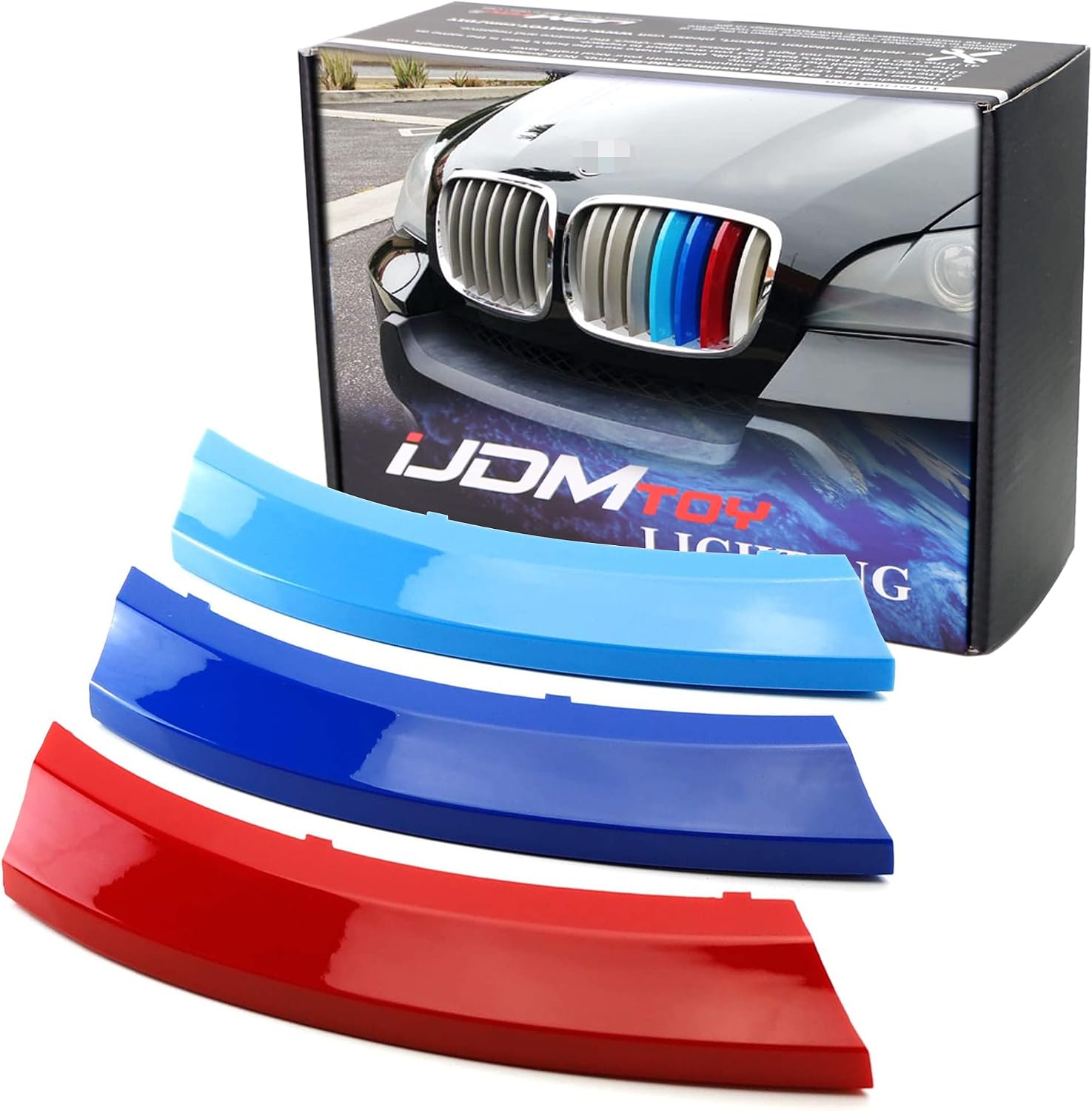 iJDMTOY Exact Fit ///M-Colored Grille Insert Trims Compatible With 2007-2013 BMW E70 X5, 2008-2012 E71 X6 Center Kidney Grill