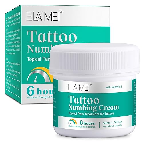 Miniatura 1 de Crema anestésica para tatuajes antes del tatuaje, 6-8 horas de máxima fuerza sin dolor para tatuajes con aloe vera, vitamina E, lecitina 2.12 flóz