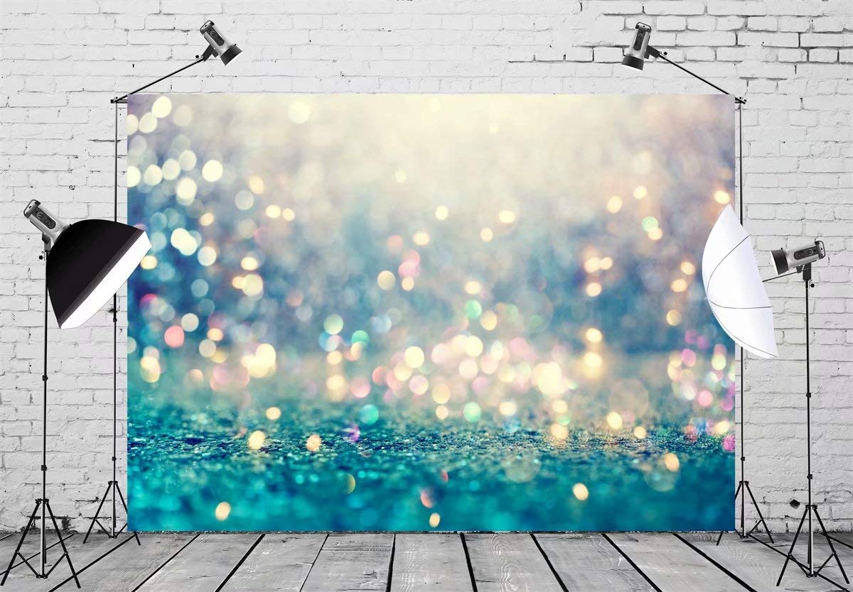 Buy BELECO 7x5ft Fabric Bokeh Teal Glitter Backdrop Abstract Sparkling