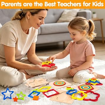 AugToy Toddler Puzzles Montessori Toy Wooden Shape Sorting Puzzle Sensory Toy Toddler Activities Preschool Learning Educational Autistic Developmental 1 2 3 Year Old Girl Boy 1-3 Dementia Game Gift