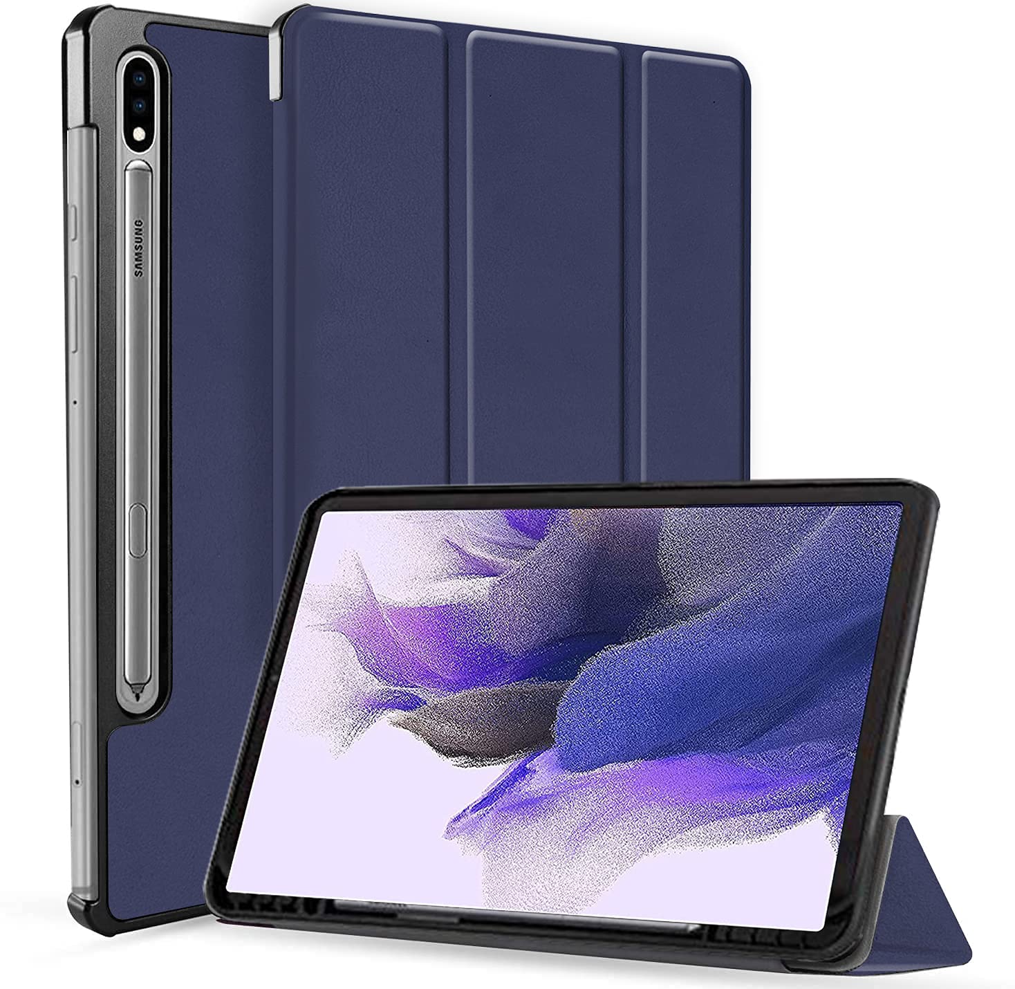 Robustrion Smart Trifold Hard Back Flip Stand Case Cover for Samsung