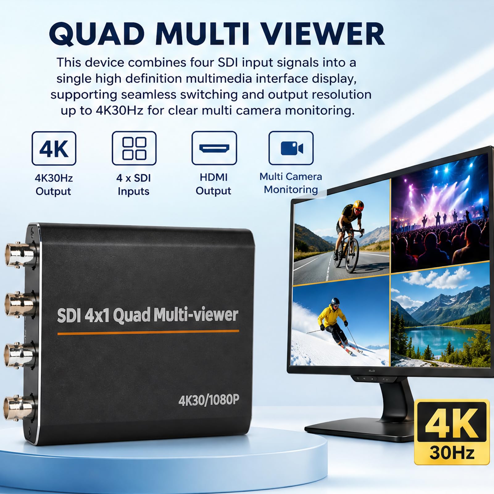 4 w 1 Wyjście Multi Viewer, 4-kanałowy Rozdzielacz SDI