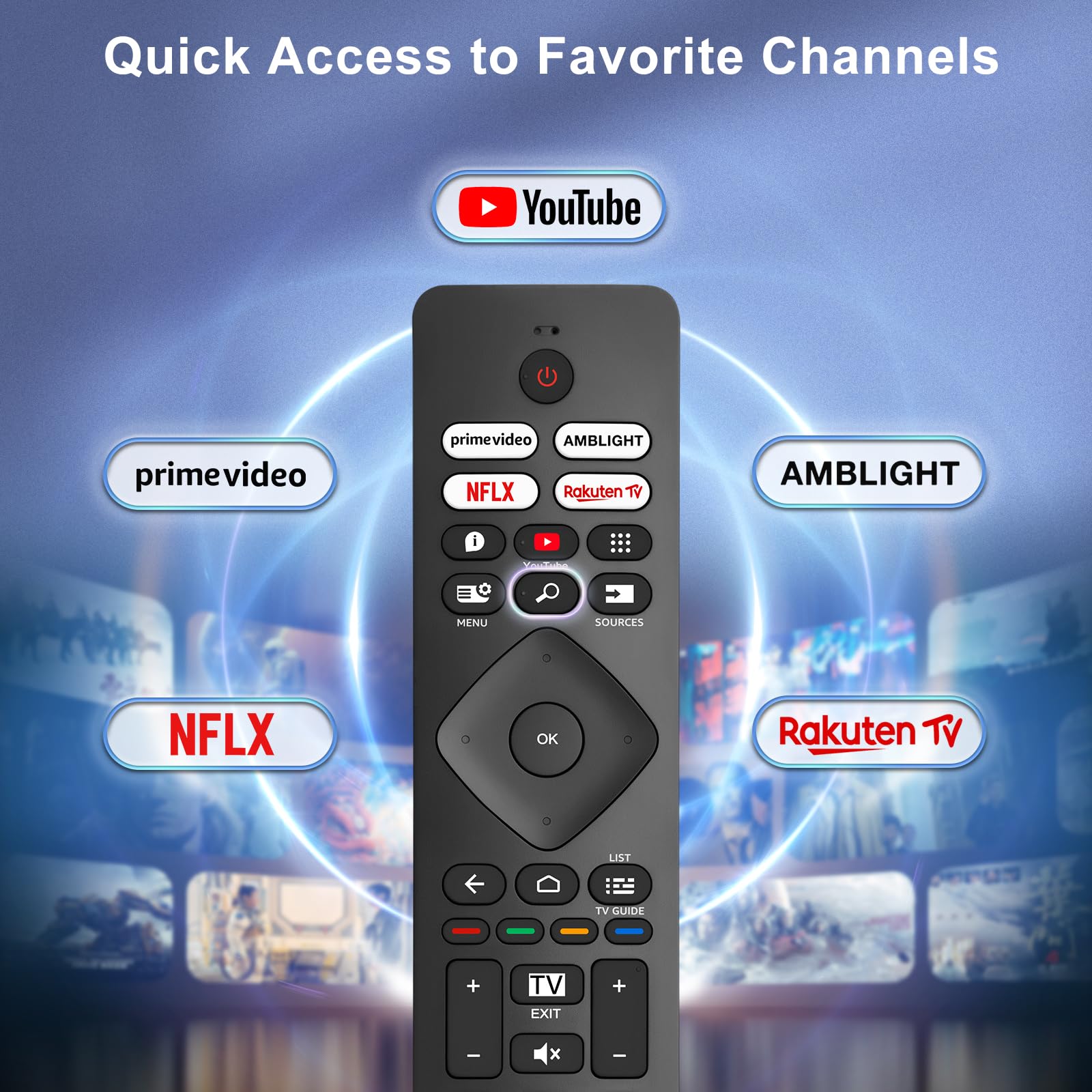Universale-per-Philips-Ambilight-TV-Telecomando, Telecomando per Philips Smart TV 4K OLED LED Ultra HD FHD