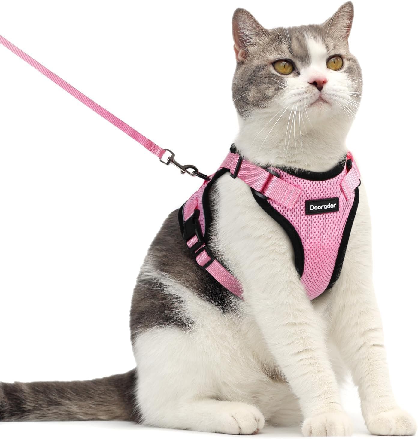 Harnais pour chat avec laisse réglable anti-fugue gilet en maille réfléchissant rose M