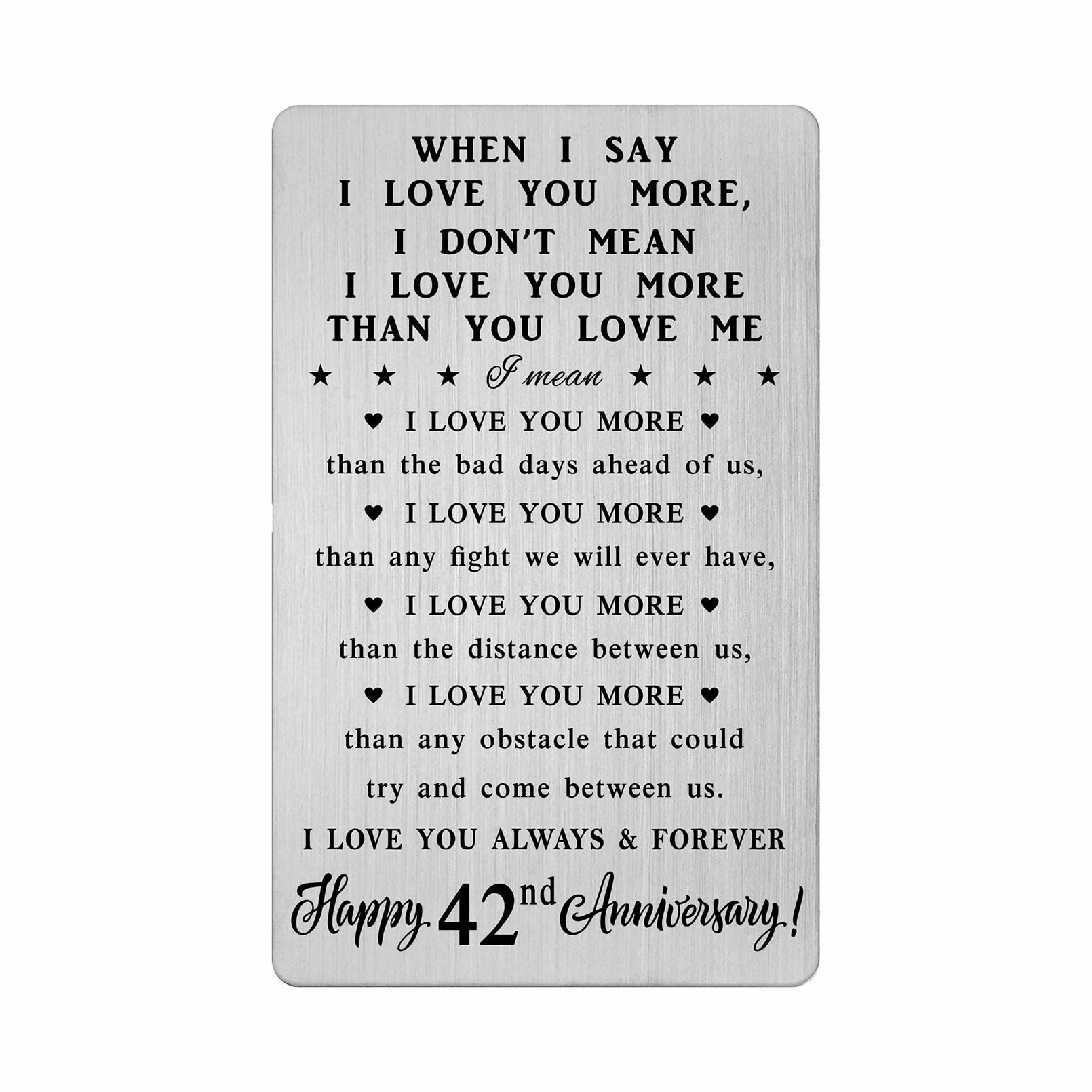 CPLJW 42 Year Anniversary Card Gifts for Women, 42nd Anniversary Romantic Gifts for Him, 42 Years Wedding Wallet Card Gift