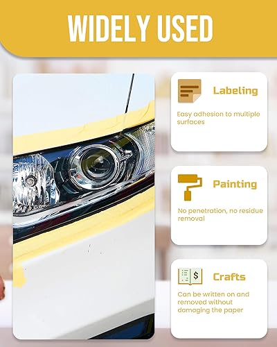 Miniatura 5 de Lichamp Paquete de 10 cintas de enmascarar automotrices amarillas de 0.709 in x 180.4 ft y 5 cintas automotrices de 1.417 in x 180.4 ft amarillas,