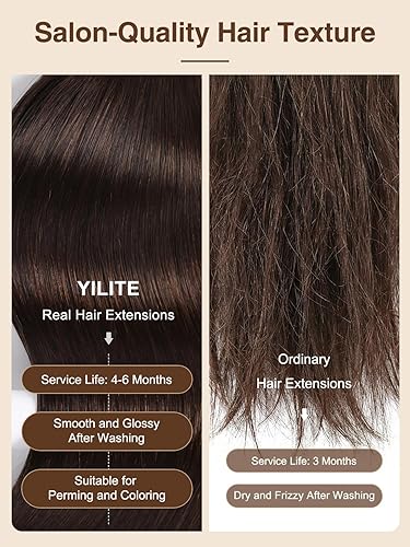 Miniatura 3 de YILITE - Extensiones de cabello humano con cinta adhesiva roja, 20 pulgadas, 50g, 20 piezas, #99J burdeos, cinta adhesiva para extensiones