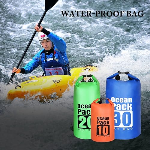 Miniatura 5 de Bolsa seca impermeable con correa desmontable ajustable de 10 l20 l30 l, bolsa superior enrollable mantiene el equipo seco para kayak, canotaje,