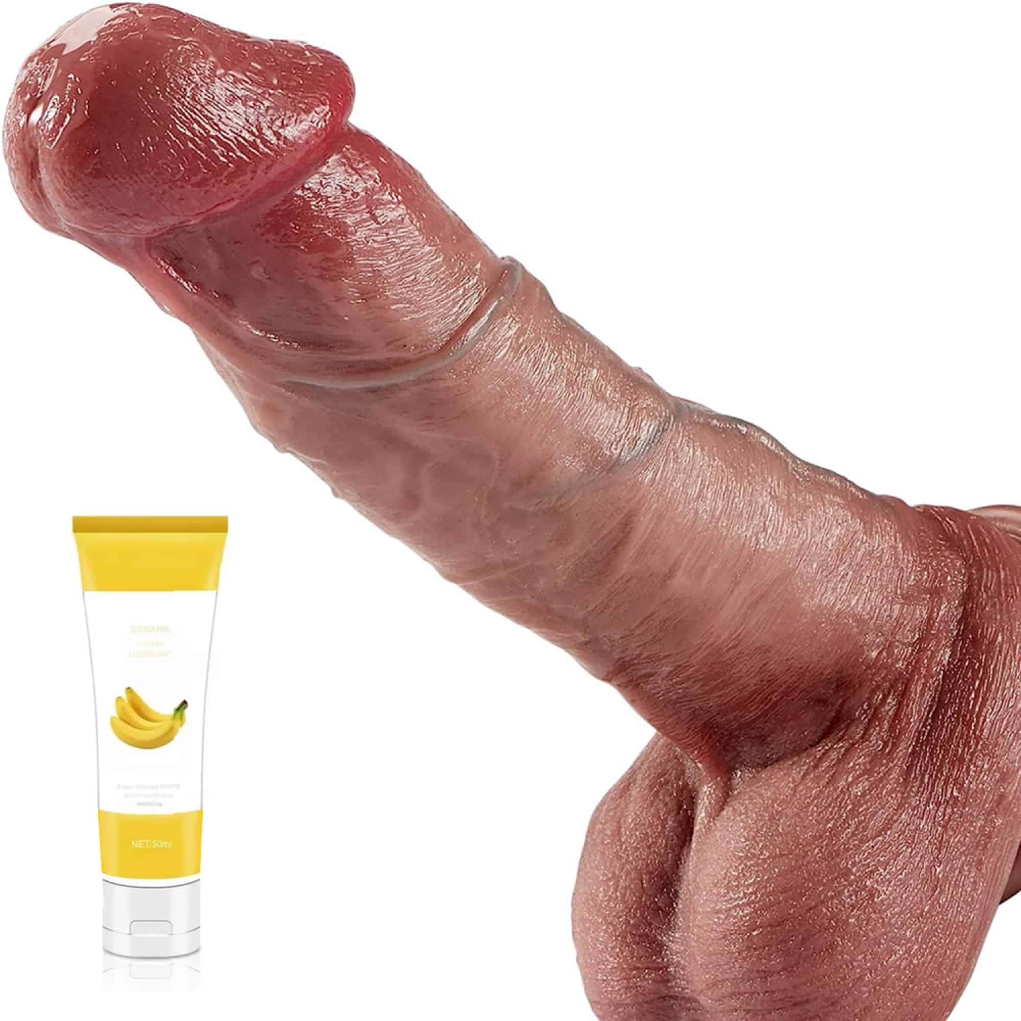 Consolador realista con fuerte ventosa - Dildo con tacto suave imitación a piel humana - Juguete sexual para mujeres y hombres - Pene realistico vaginal anal - Juguetes de adultos (Talla M)