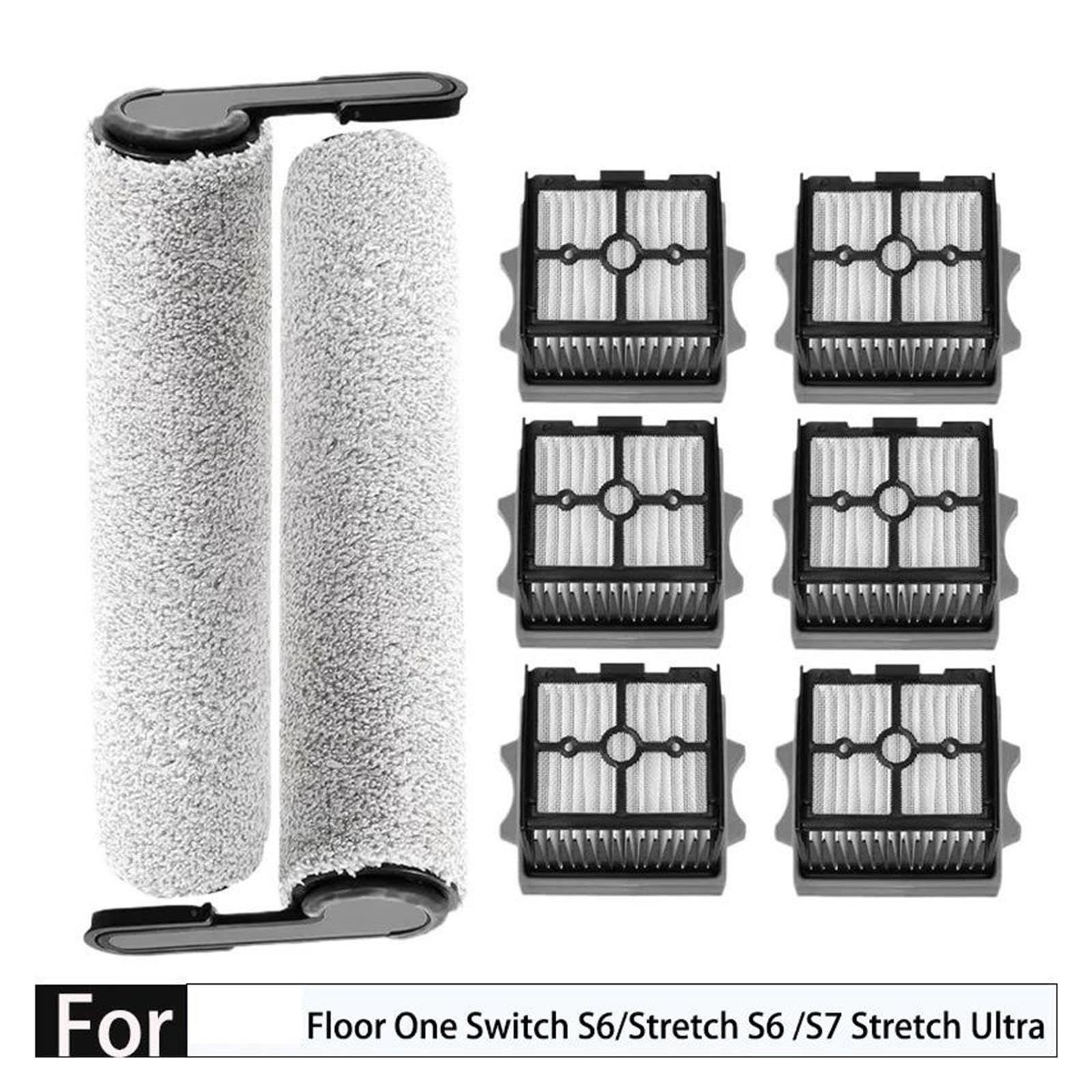 Accesorios de filtro de cepillo de rodillo consumible for aspiradora en seco y húmedo, compatibles con Tineco, Floor One Switch S6/Stretch S6/S7 Stretch Ultra(3pcs)