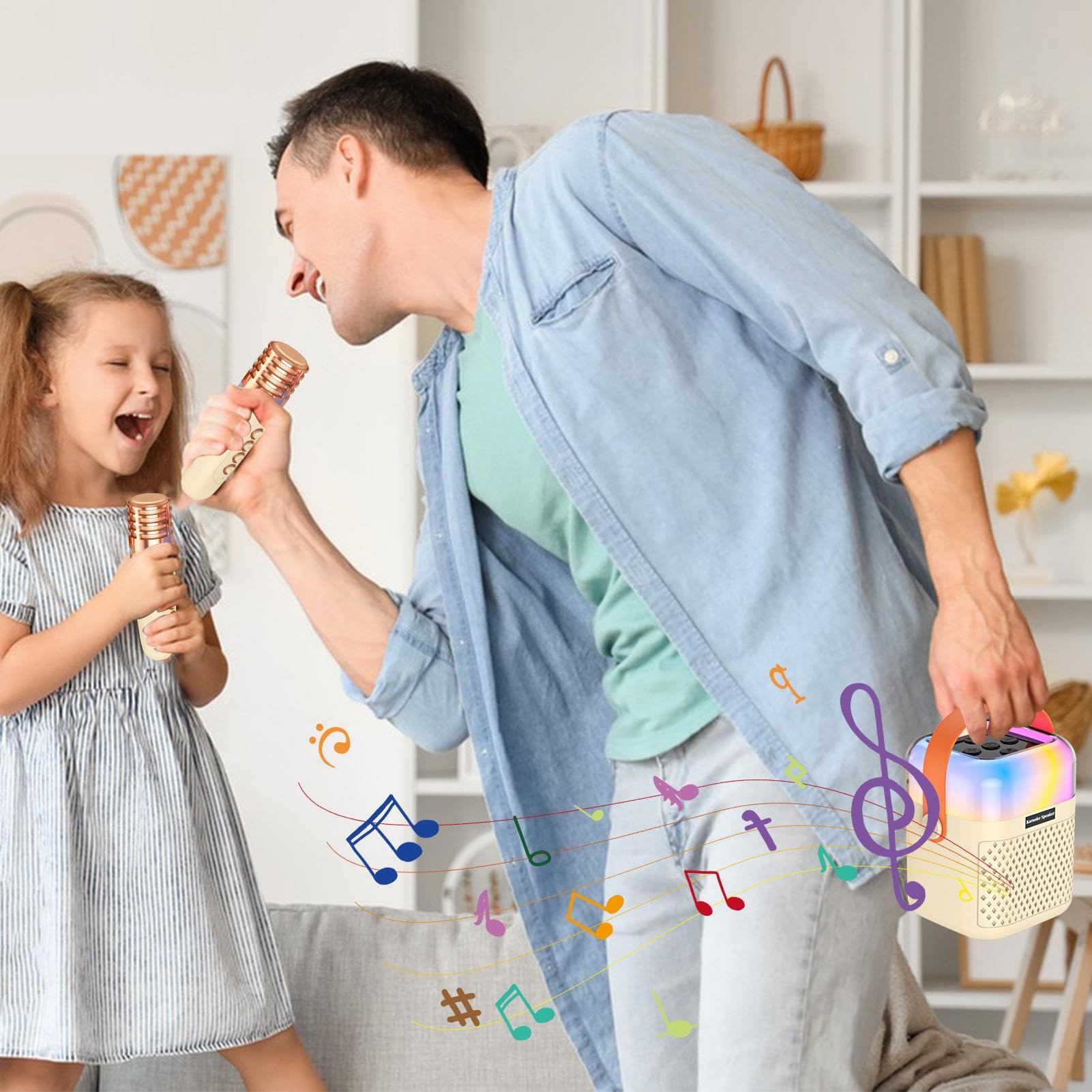 Macchina Karaoke per Bambini Altoparlante per Canto Senza Fili con 2 | di Canto Karaoke Per Feste in Giardino, Casa, Ufficio e Spettacoli Domestici