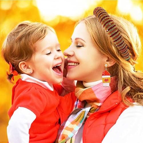 Miniatura 2 de NVENF Diadema de Acción de Gracias para mujer, diadema acolchada con cuentas de diamantes de imitación naranjas, diadema adornada, accesorios para