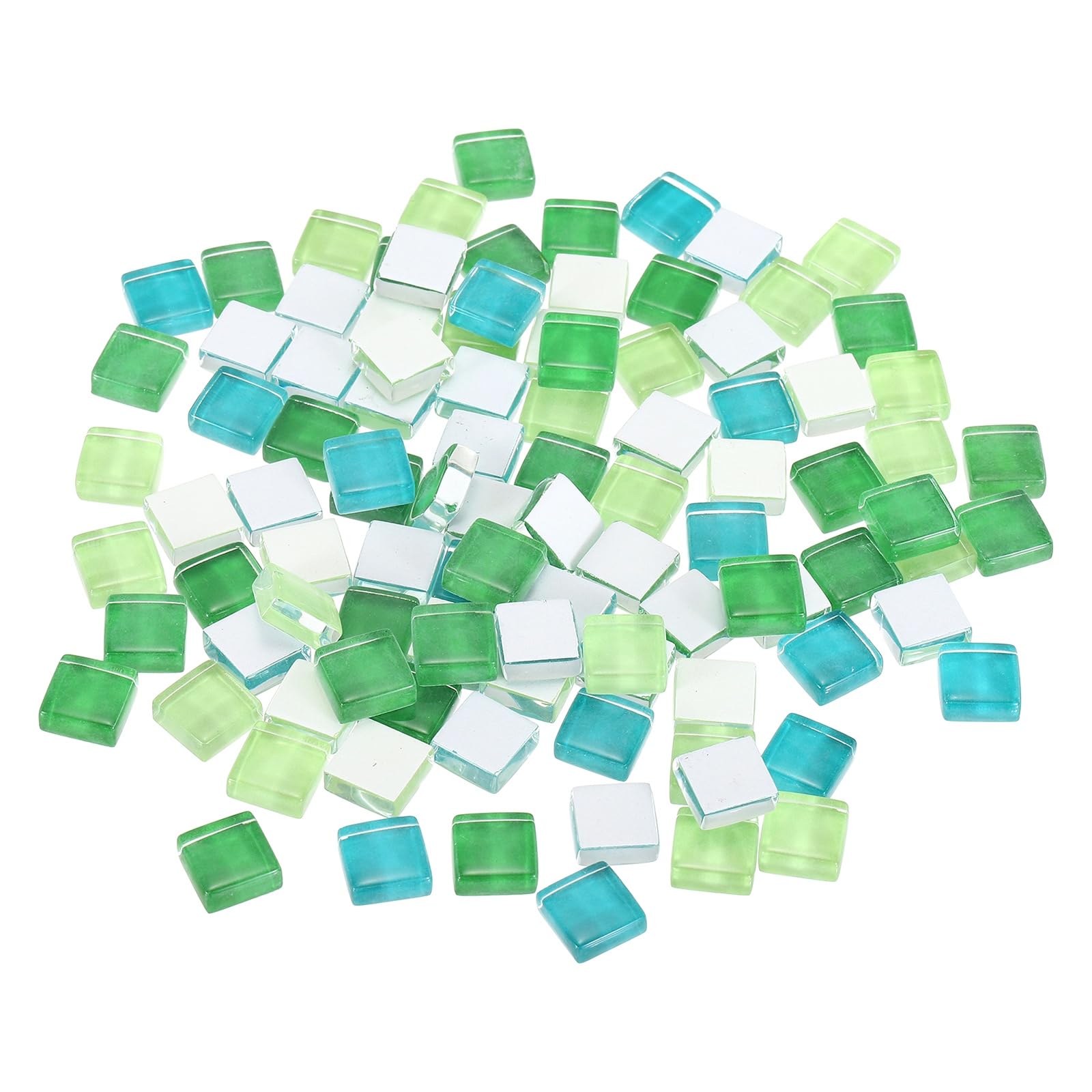 sourcing map Mosaic Tiles, 1 x 1cm Micro Glass Tiny Mini Mosaic Tile DIY Hobbies Handmade Crystal Free Stone Craft Material Creativity (Green Series Pack of 110) — image 1