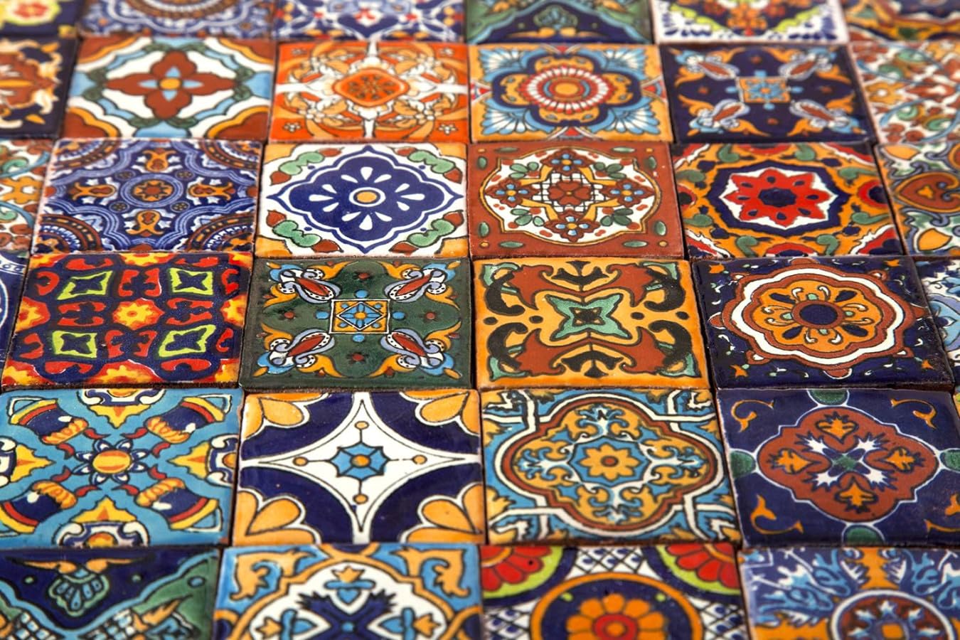 Cerames Baldosas cerámicas mexicanas Vivo - 60 azulejos decorativos de mosaico mexicano para baño, cocina, ducha, escaleras, pared posterior de cocina, azulejos de mosaico de cerámica 5 x 5 cm