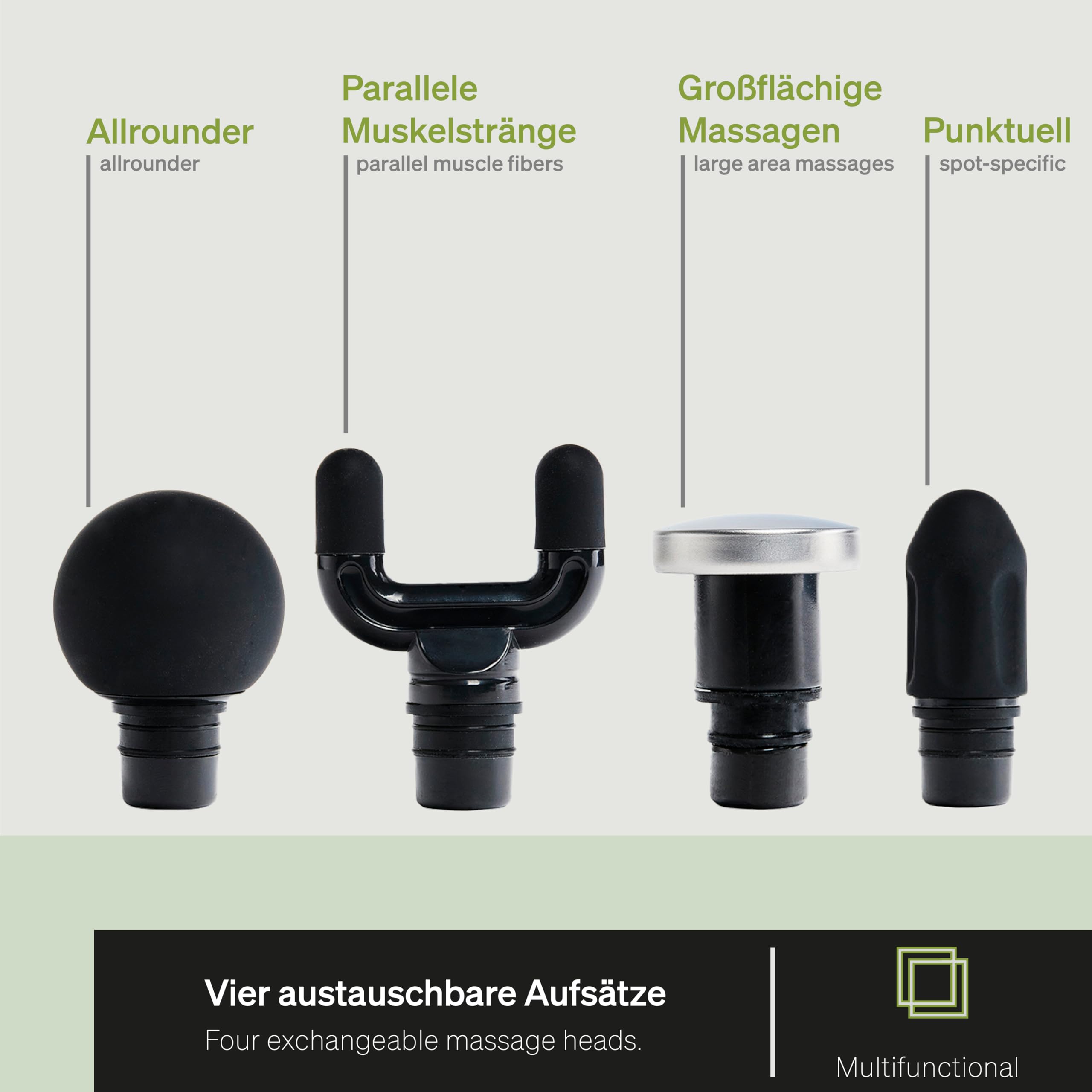 BLACKROLL FASCIA GUN Massagepistole Mini Massagepistole USB C 4 Aufsätze 4 Stufen