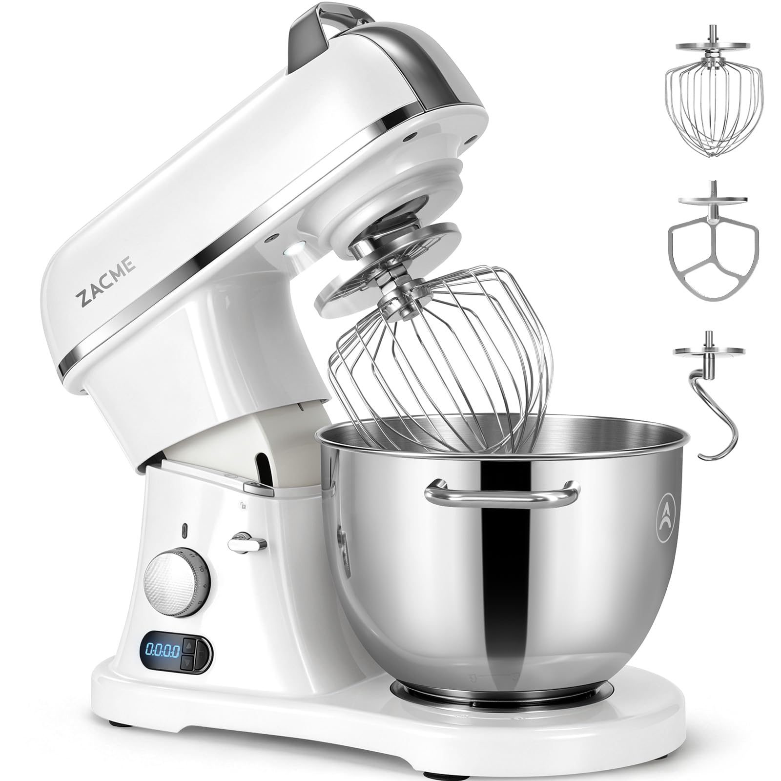 ZACME 8.4QT Commercial Stand Mixer 800W with Aluminum Die Casting Meets the Standard of NSF/ANSI 8-2023, Mixers Kitchen Electric Stand Mixer with Stainless Steel 8L Bowl, Dough Hook, Whisk and Beater