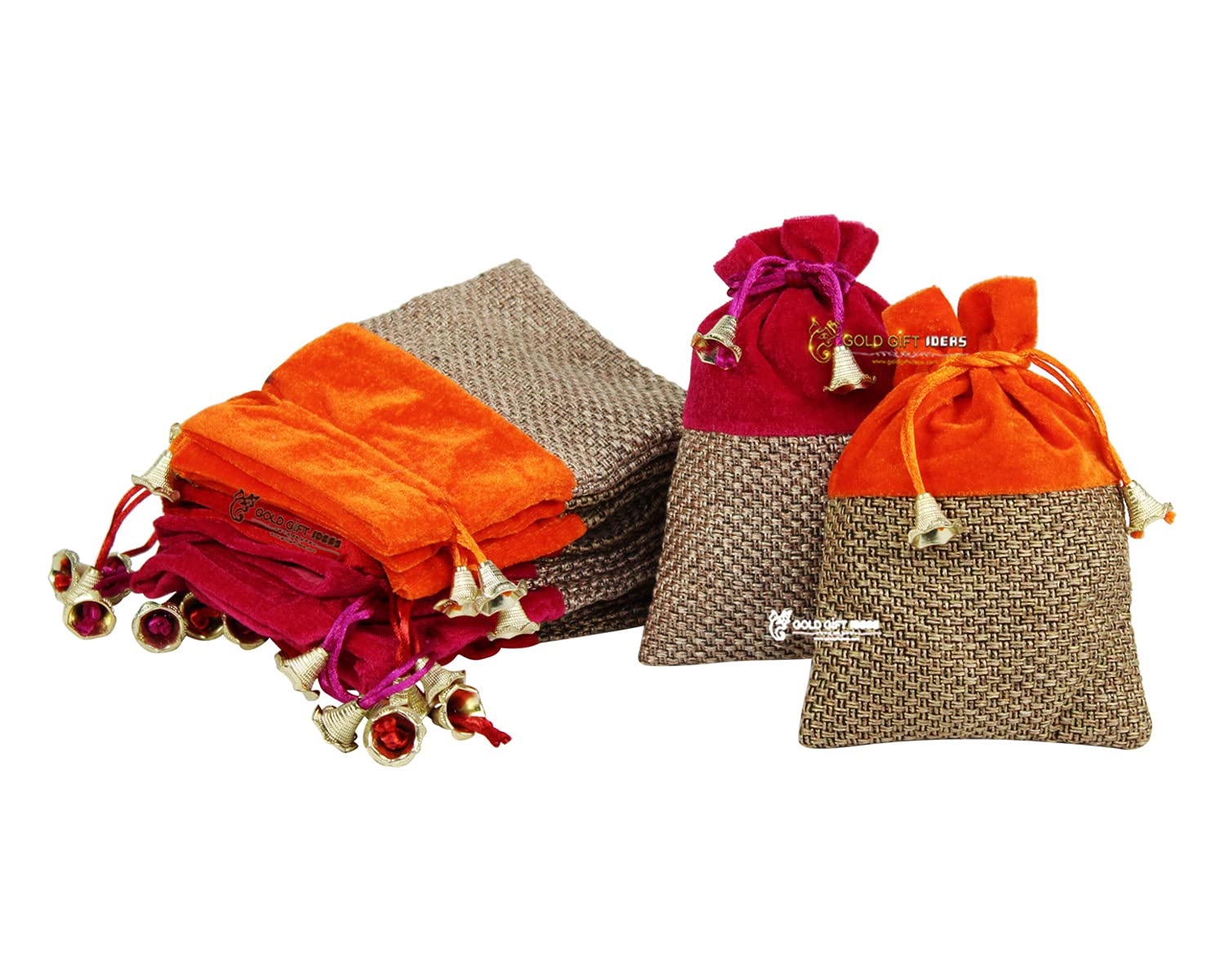 GoldGiftIdeas Jute Velvet Potli Bags for Return Gifts, Shagun Potlis, Potli Pouches for Housewarming, Jute Goody Bags (16 x 12 CM) (Set of 50) (B09BL4YYYR) Amazon Price History, Amazon Price Tracker