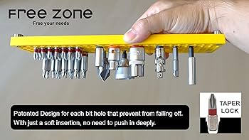 小物 Take.Free&Out FREE ZONE Bit Organizer Set (Yellow) – 158-Hole Bit Storage