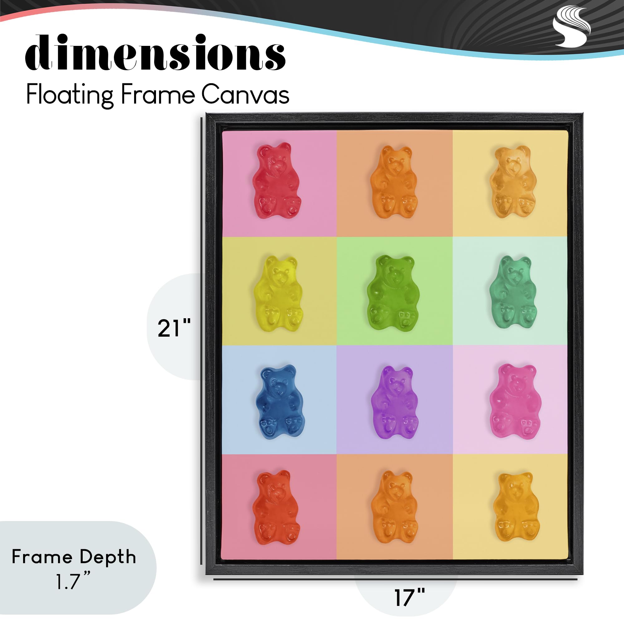 Regenbogen Gummibärchen Candy Grid, 40,6 x 50,8 cm Leinwand im schwebenden