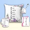 AWANI TRENDS Gift for Sister | Sister Quoted Keyring with Coffee Mug and Cushion| Combo Gifts for Sister on Birthday, Ra