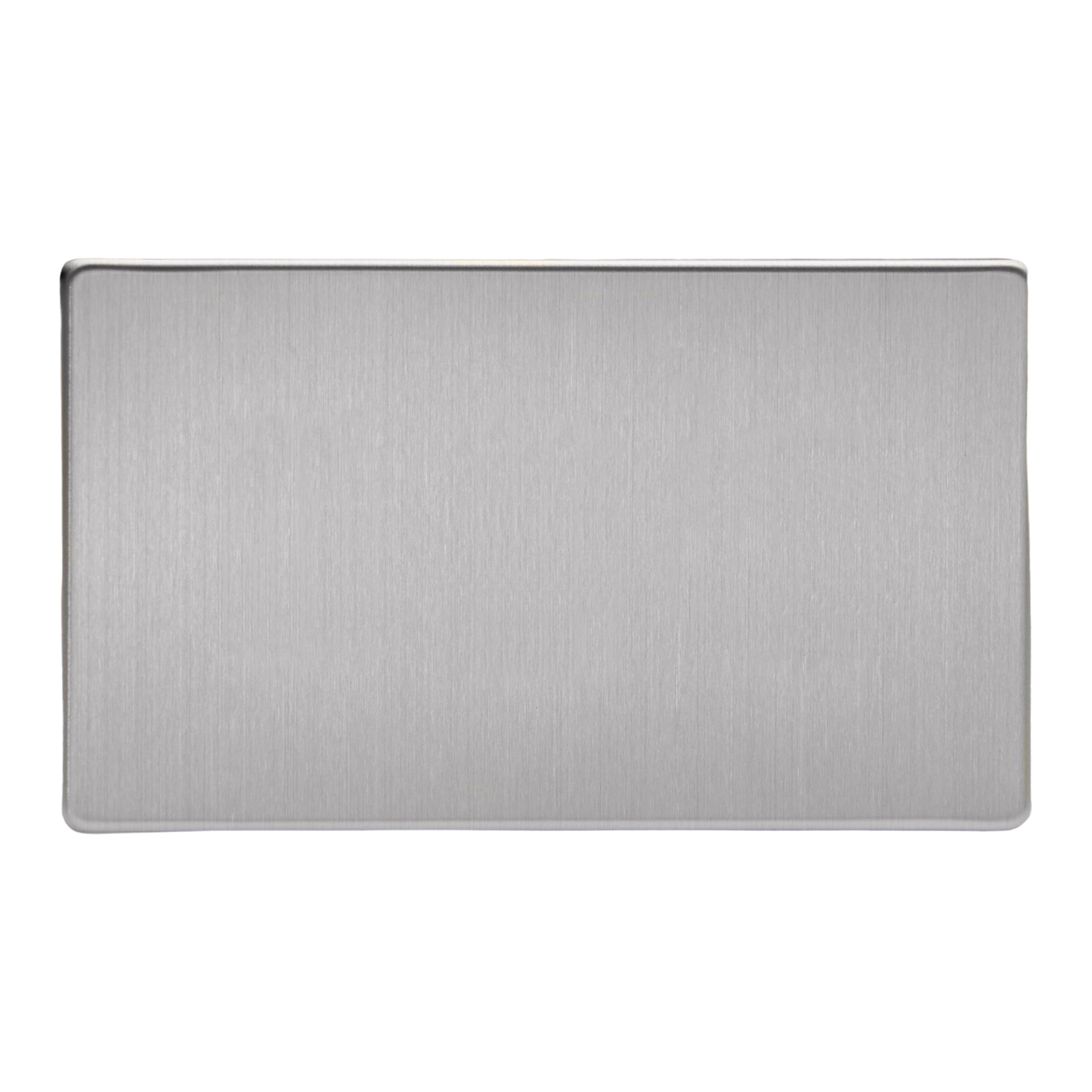 Varilight Double Blank Plate - Screwless Brushed Steel, XDSDBS