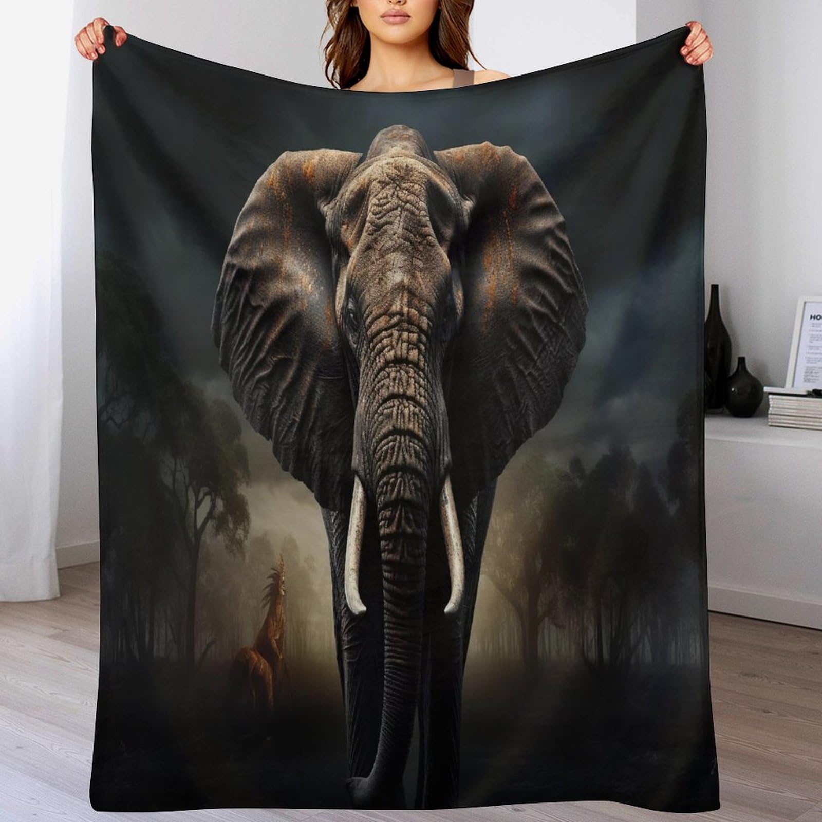 Couverture éléphant en flanelle légère pour vos soirées cocooning au salon