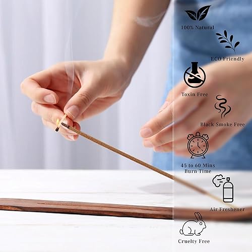 Miniatura 4 de Manipura Incense Sticks, Organic Hand Dipped 100 Sticks with Natural Herbs & Aromatic Ingredients, Burn Time 45 to 60 Minutes, Incense for